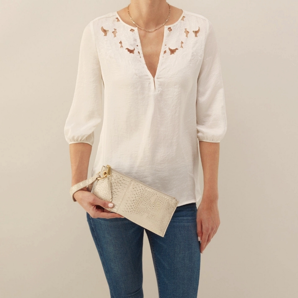 HOBO Vida metallic suede clutch